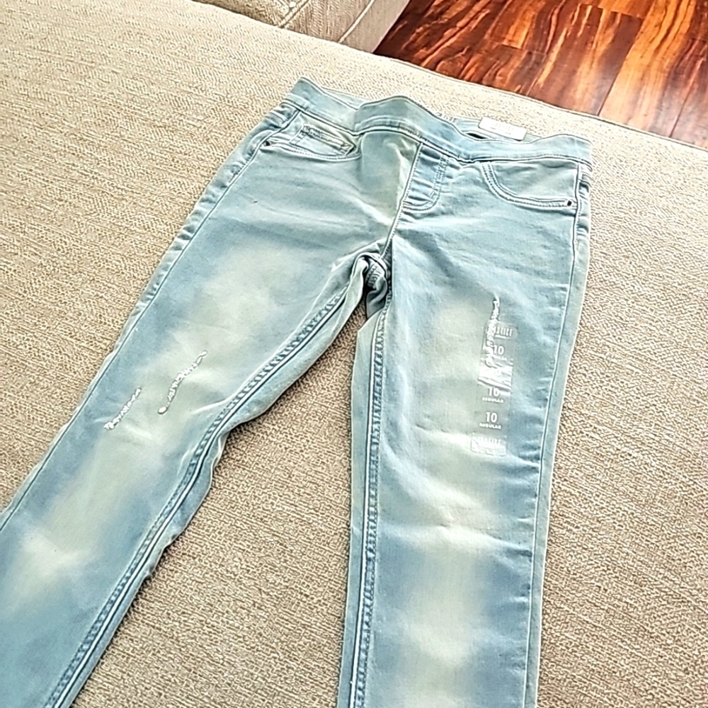 Justice Jeggings Ripped Skinny Blue size 10 Juniors High Rise nwt